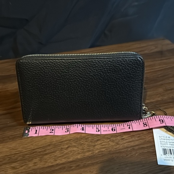 London Fog Women’s Black Pebble, Cell Phone and Zip Around Wristlet Wallet - Picture 5 of 8